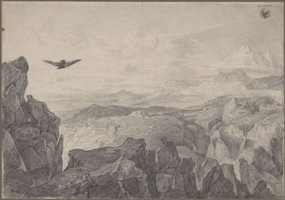 Paisagem montanhosa com águia a planar de Karl Friedrich Schinkel