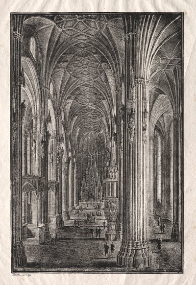 Interior da Catedral de St. Stephens em Viena, c. 1810 de Karl Friedrich Schinkel
