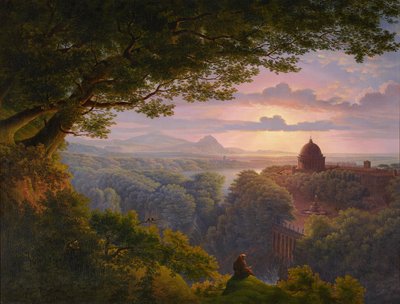 Paisagem com peregrino (cópia segundo Karl Friedrich Schinkel) de Karl Friedrich Schinkel