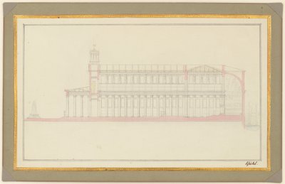Seção longitudinal de uma catedral para Berlim de Karl Friedrich Schinkel