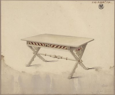 Potsdam. Palácio de Babelsberg (?). Projecto para uma mesa inclinada de Karl Friedrich Schinkel