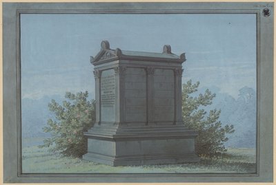 Sarcófago em forma de templo - Belchau (Białochowo), antigo distrito de Graudenz (Powiat Grudziądzki), distrito administrativo de Marienwerder (Województwo Kujawsko-Pomorskie). Projecto para o monumento funerário Klinggräf em forma de pequeno templo com de Karl Friedrich Schinkel