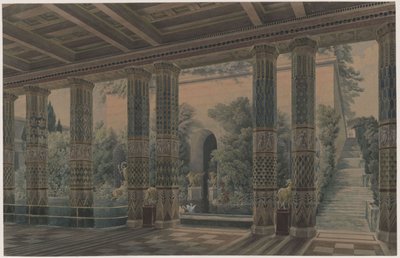 Palácio de Orianda na Crimeia. Projecto antigo. Salão de recepção, jardim imperial de Karl Friedrich Schinkel