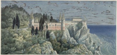 Palácio de Orianda na Crimeia. Projecto moscovita. Vista de Karl Friedrich Schinkel