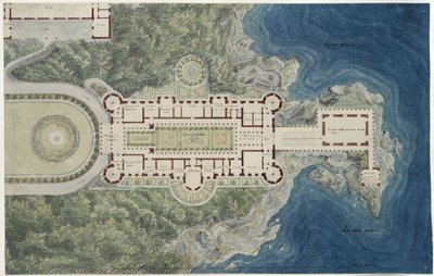 Palácio de Orianda na Crimeia. Projecto moscovita. Planta com os arredores de Karl Friedrich Schinkel
