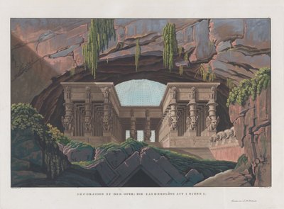 Design de palco para a ópera A flauta mágica de Wolfgang Amadeus Mozart, 1847-1849. de Karl Friedrich Schinkel