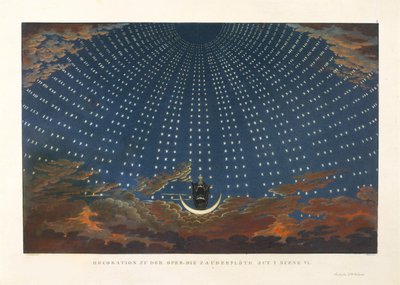 Cenário para a ópera A Flauta Mágica de Wolfgang Amadeus Mozart, 1847-1849. de Karl Friedrich Schinkel