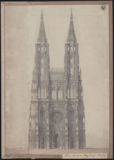 Estrasburgo. Catedral. Projecto para a conclusão da fachada oeste de Karl Friedrich Schinkel