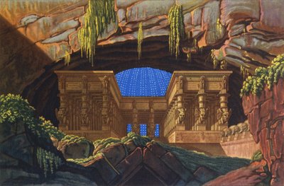 Templo de Ísis e Osíris, onde o Sumo Sacerdote Sarastro oficia "Die Zauberflote" de Karl Friedrich Schinkel