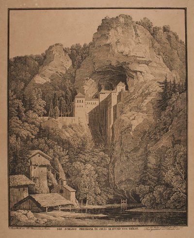 O castelo de Predjama perto de Trieste de Karl Friedrich Schinkel