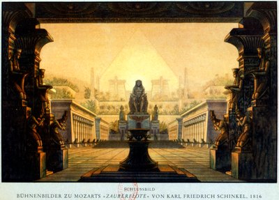 O pátio do templo de Ísis e Osíris onde Sarastro era Sumo Sacerdote, c1816 de Karl Friedrich Schinkel