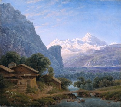 Vista do Mont Blanc - Karl Friedrich Schinkel (1781-1841). Óleo sobre tela de Karl Friedrich Schinkel