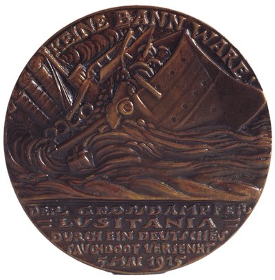 Medalha comemorativa do torpedeamento do navio "Lusitania", 7 de maio de Karl Goetz