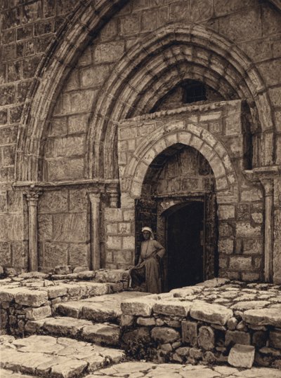 Jerusalém, Igreja do Túmulo da Virgem, Portal (foto p/b) de Karl Grober