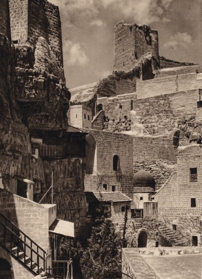 Mar Saba, Torre de Eudoxia e Mosteiro (foto a p/b) de Karl Grober