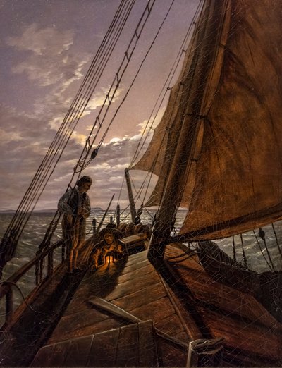 Barco à vela, depois de 1820 (Óleo sobre tela) de Karl Gustav Carus