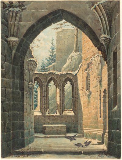 Ruínas do Mosteiro de Oybin no inverno de Karl Heinrich Beichling