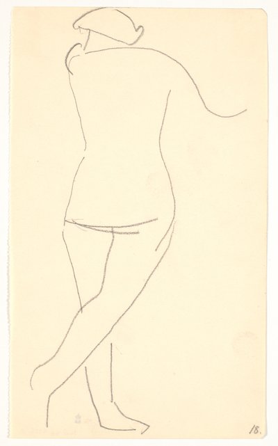 Modelo em pé, visto por trás de Karl Isakson