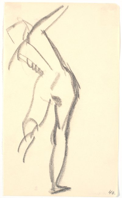 Modelo em pé, visto por trás de Karl Isakson