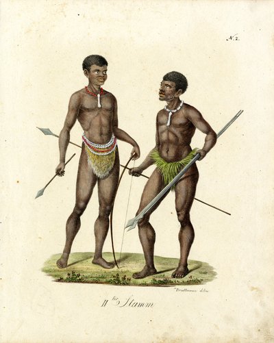 Guerreiros africanos (imprimir) de Karl Joseph Brodtmann