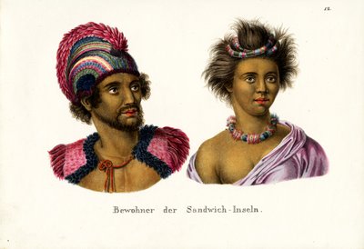Pessoas do Havaí, 1824 de Karl Joseph Brodtmann