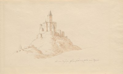O antigo Castelo de Gutenfels perto de Kaub no Reno de Karl Julius Von Leypold