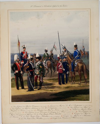La 2eme division de la cavalerie legere - A 2ª Divisão de Cavalaria da Guarda - Piratsky, Karl Karlovich (1813-1889) - 1867 - Litografia a cores - 56x45 - Colecção Privada de Karl Karlovich Piratsky