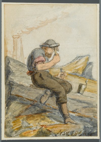 Stone Worker, 1864 (wc sobre underdrawing de mídia negra) de Karl L.H. Mueller