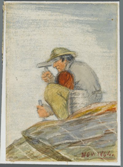 Stone Worker, 1864 (wc sobre underdrawing de mídia negra) de Karl L.H. Mueller