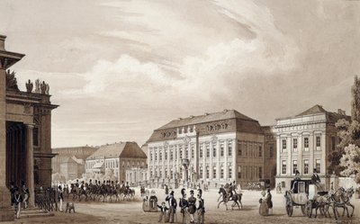 Unter Den Linden, Berlim, c.1840 (aguarela) de Karl Loeillot de Mars