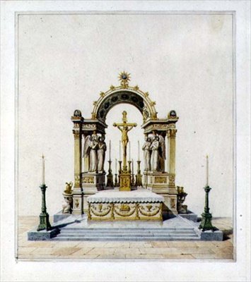 Design para um Altar Alto Neo-Clássico (caneta e tinta e aguarela sobre papel) de Karl Ludwig Wilhelm Zanth