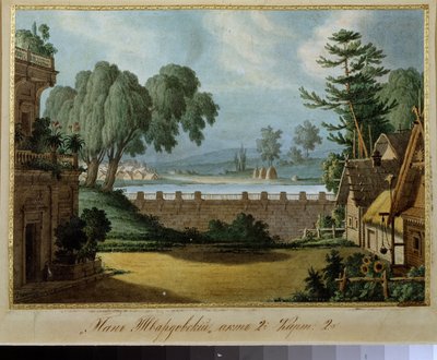 Projecto de palco para a ópera "Pan Twardowcki" de Alexei Verstovski (1799-1862). Obra de Karl Ossipovich Braun, o Grande (?-1854). Tinta e aguarela sobre papel de Karl Ossipovich the Elder Braun