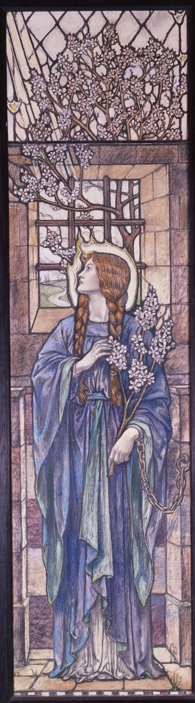 Esperança: Design para vitrais na Igreja de Todos os Santos, Eastchurch, Ilha de Sheppey, c.1912 (giz preto e colorido, aquarela e cor do corpo) de Karl Parsons