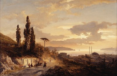 Vista de Constantinopla e do Bósforo do lado asiático, 1864 de Karl Paul Themistocles von Eckenbrecher