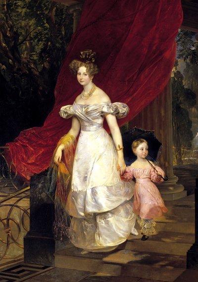 Retrato da grã-duquesa Elena Pavlovna da Rússia 1807-1873 com sua filha Maria, 1830. de Karl Pavlovich Bryullov