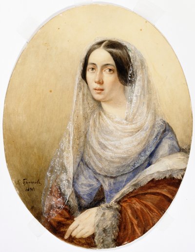 Retrato de uma jovem senhora, 1841. de Karl Pavlovich Bryullov