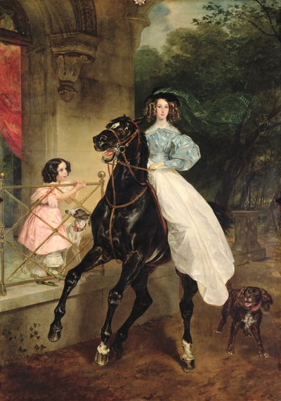 A Amazona, Retrato de Giovanina e Amacilia Paccini, enfermarias da Condessa Samoilova, 1832 de Karl Pavlovich Bryullov