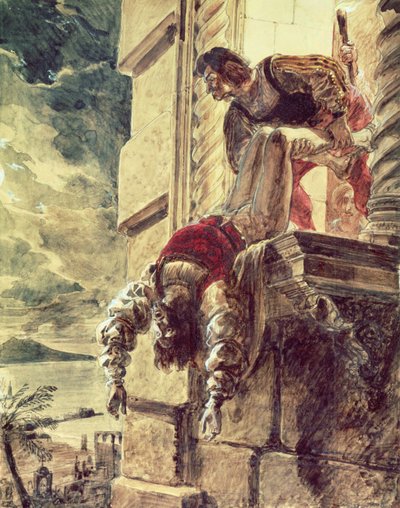 O assassinato do Príncipe André da Hungria a pedido da Rainha Joana I de Nápoles de Karl Pavlovich Bryullov
