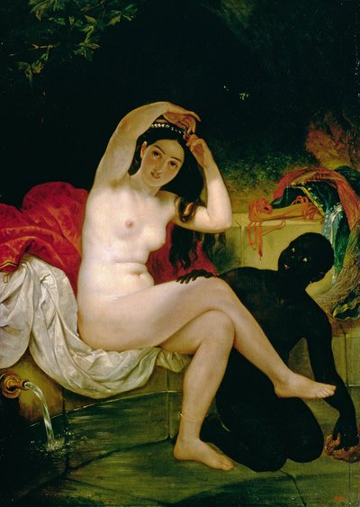 Virsavia, ou Banho com um Escravo Negro (óleo sobre tela) de Karl Pavlovich Bryullov