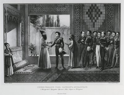 Primeira reunião do conde Ivan Paskevich com Abbas Mirza, 1828 de Karl Petrovich Beggrov