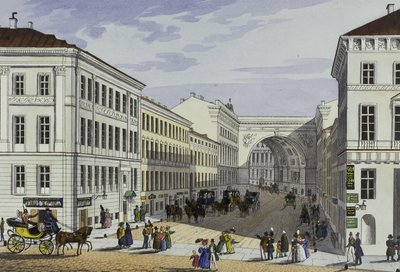 Millionnaya Street e Kotomin House em São Petersburgo, primeira metade do século XIX. de Karl Petrovich Beggrov