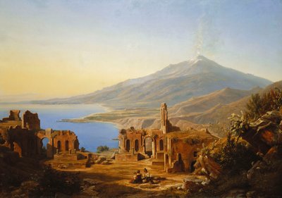 Teatro Grego, Taormina, com Etna além, 1852 de Karl Robert Kummer