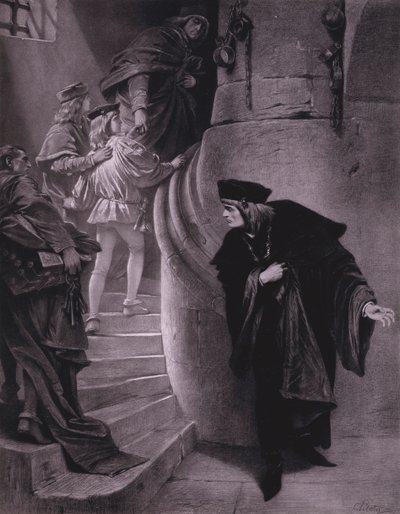 Cena do Rei Ricardo III de Shakespeare (Acto III, Cena 5) (Litho) de Karl Theodor von Piloty