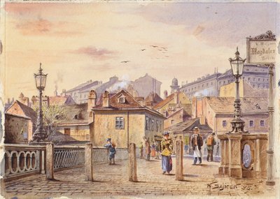 A ponte Magdalenen sobre o rio Viena de Karl Wenzel Zajicek