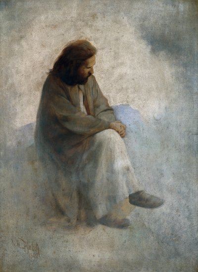 Auto-retrato como Cristo, por Diefenbach, Karl Wilhelm (1851-1913). Óleo sobre tela de Karl Wilhelm Diefenbach