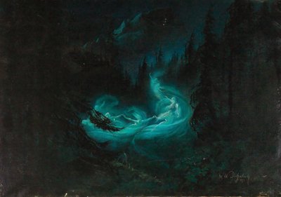 A dança das fadas, 1895. de Karl Wilhelm Diefenbach