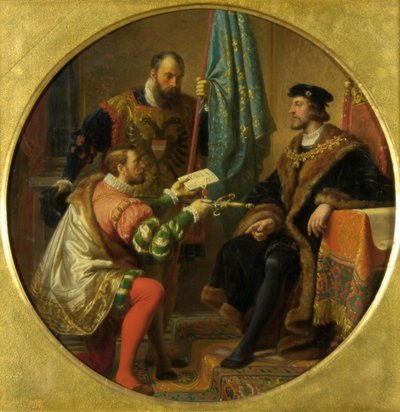 Imperador Carlos V e Rei Francisco I em Pavia 1525 de Karl von Blaas