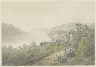 Vista do parque de Bellagio, no Lago Como de Karoly Lajos Libay