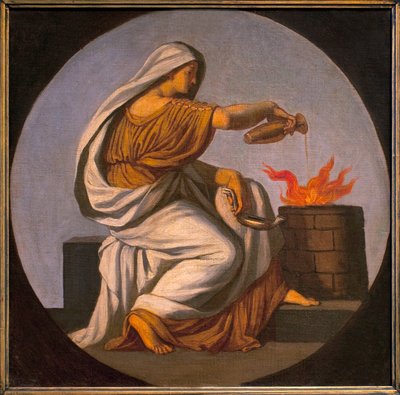 Alegoria de fogo. Pintura de Karoly Lotz (1833-1904), óleo sobre tela. Arte húngara de Károly Lotz