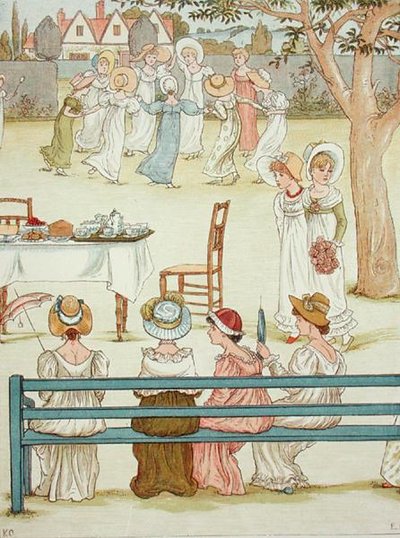 Uma festa de jardim (cor litho) de Kate (after) Greenaway